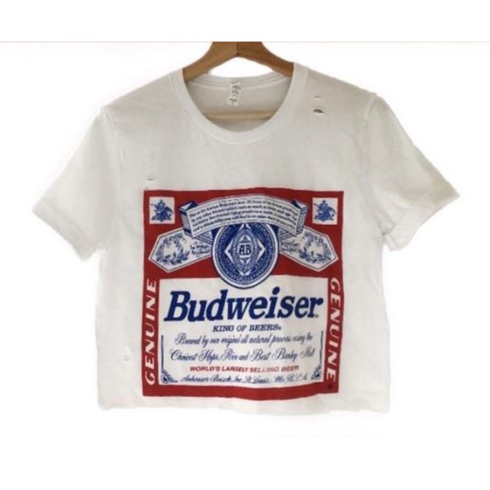 Budweiser Crop Top + Distressed - Picture 1 of 1